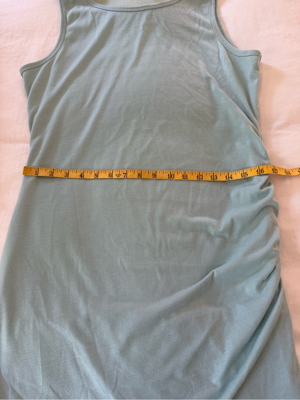 β¨ Sleeveless Tank Dress Mint Green Knit Ruched Bodycon Sheath Size L β¨ - Picture 11 of 14